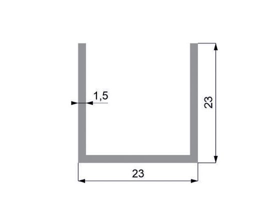 Obrázek U 23X23X1,5  zakončovací nábytková lišta stříbrný elox