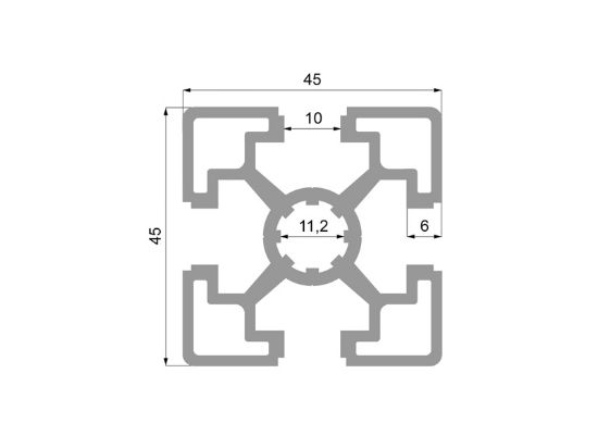 Obrázek Hliníkový profil K4545 R2 stříbrný elox